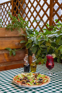 View of food served on table