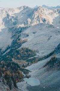 Aerial view of snowcapped mountains