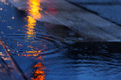 Close-up of rippled water in lake during sunset