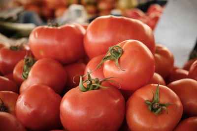 Ripe red tomatoes on a market