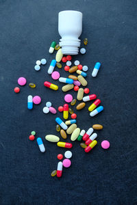 Top view of pills spilling