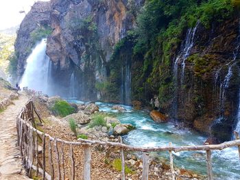 Scenic view of waterfall