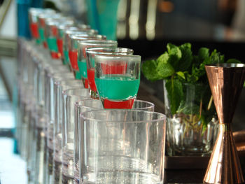 Close-up of beer in glass on table