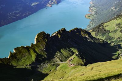 Scenic view of sea and mountains