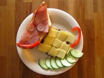 High angle view of food on plate