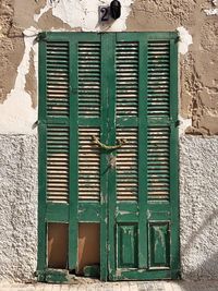 Closed door of building