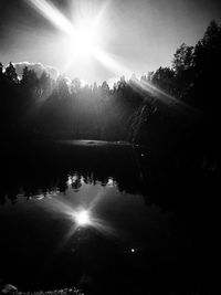 Scenic view of lake against sky on sunny day