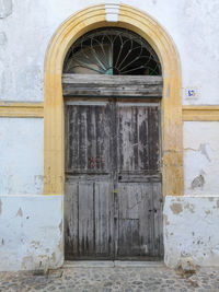 Closed door of old building