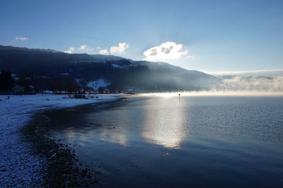 Scenic view of sea during winter