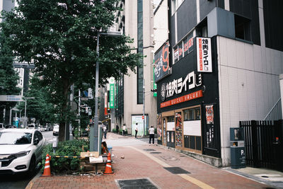 View of city street and buildings