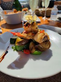 Close-up of meal served in plate