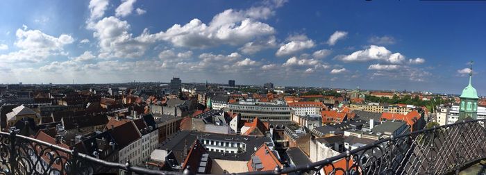 High angle view of cityscape against sky
