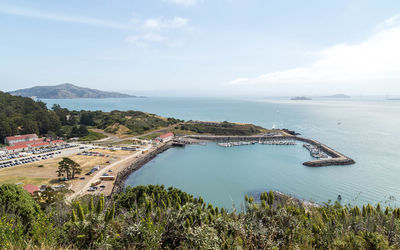 High angle view of sea against sky