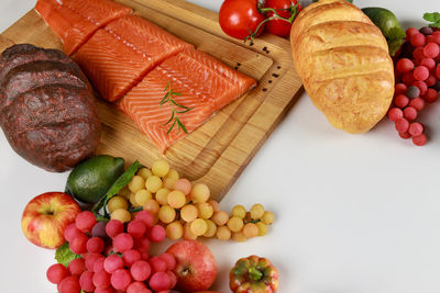 High angle view of food on table