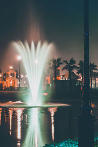 View of fountain at night