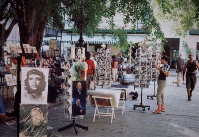 Group of people at street market