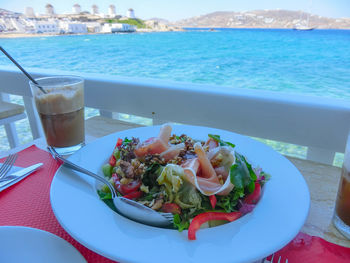 Close-up of breakfast served on table