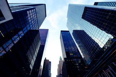 Wide angle view of skyscrapers
