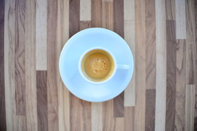 High angle view of coffee on table