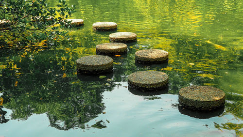 Peaceful zen rocks on water