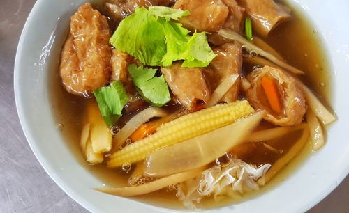 Close-up of soup in bowl