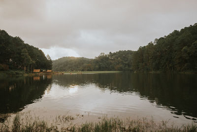 Scenic view of lake against sky