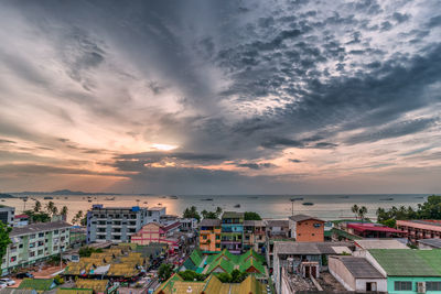 High angle view of residential buildings