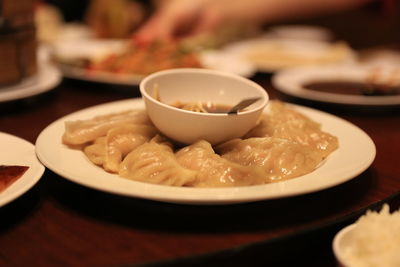 Close-up of food in bowl on table