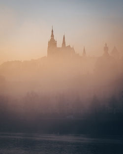 View of buildings at sunset