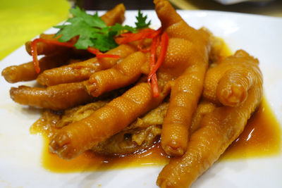 Close-up of served food in plate