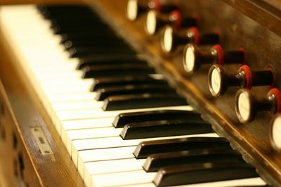 Close-up of piano keys