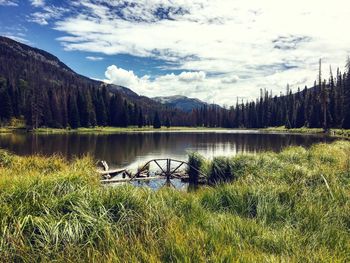 Scenic view of lake against sky