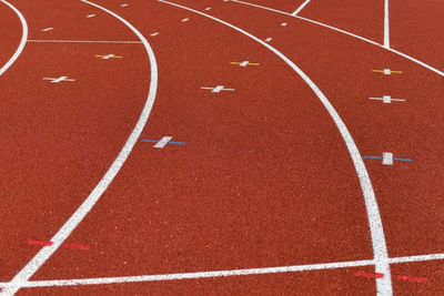 High angle view of running track