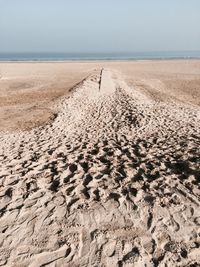 Scenic view of beach against clear sky