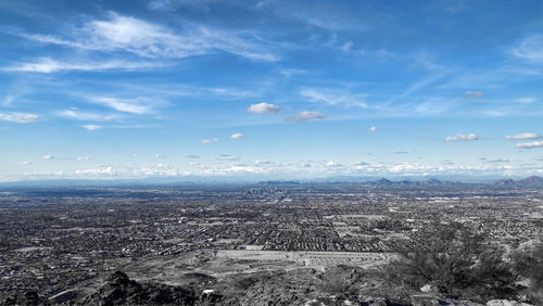 High angle view of cityscape against sky