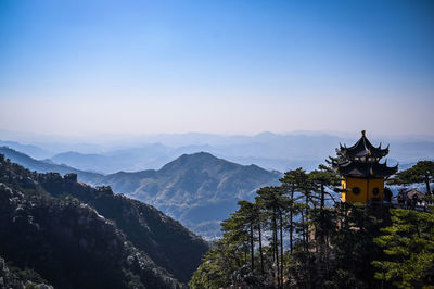 Scenic view of mountains against clear sky