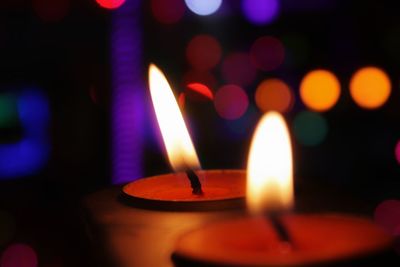 Close-up of illuminated candles