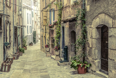 Old pitoresque street in the village entrevaux in france