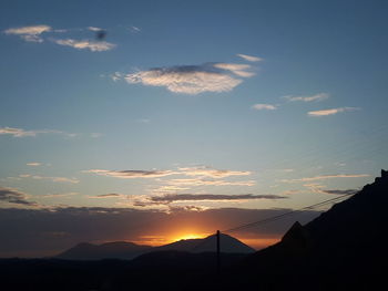 Scenic view of silhouette mountains against sky during sunset