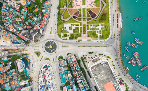 High angle view of cars in city