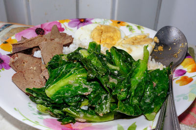 High angle view of food on table