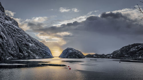 Scenic view of lake against sky