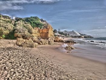 Scenic view of beach against sky