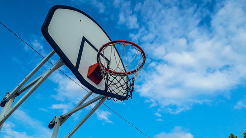 Low angle view of basketball hoop against sky