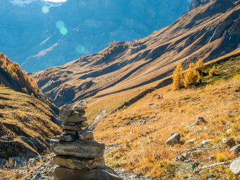 Scenic view of rocky mountains against sky