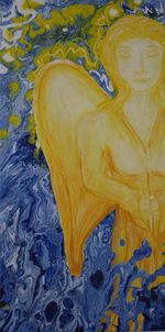 Full frame shot of yellow art on water