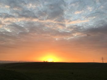 Scenic view of landscape against sky during sunset