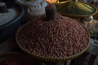 High angle view of food in market stall