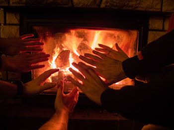 Close-up of hands working