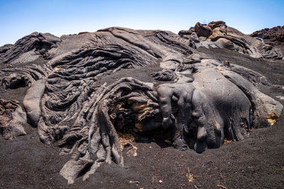 Low angle view of rock formation against sky